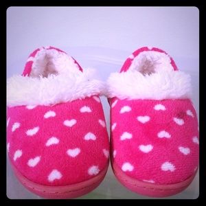 Baby pink with white hearts slippers